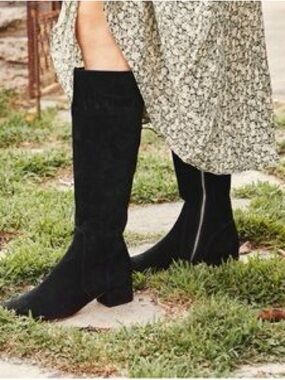 DOEN Cannes Boot - Black Knee-High Women's Boots - Classic Suede